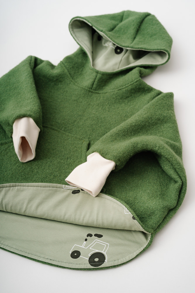 VLT08364 Poncho din lână, olive green