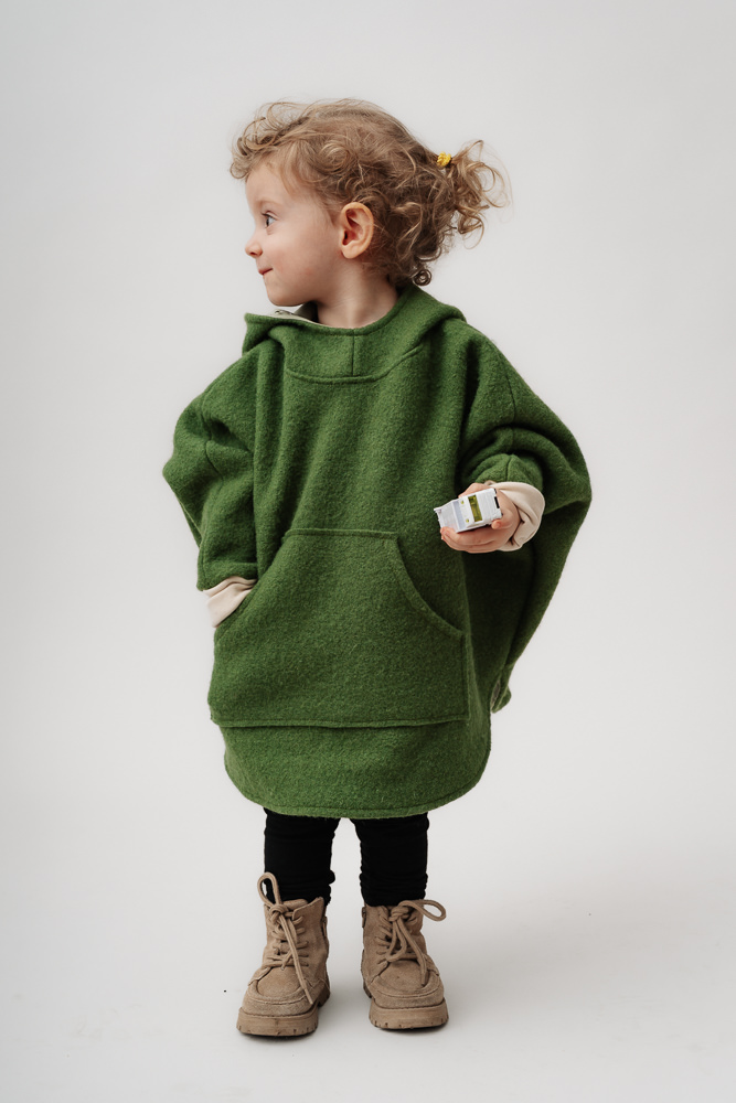 VLT08763 Poncho din lână, olive green
