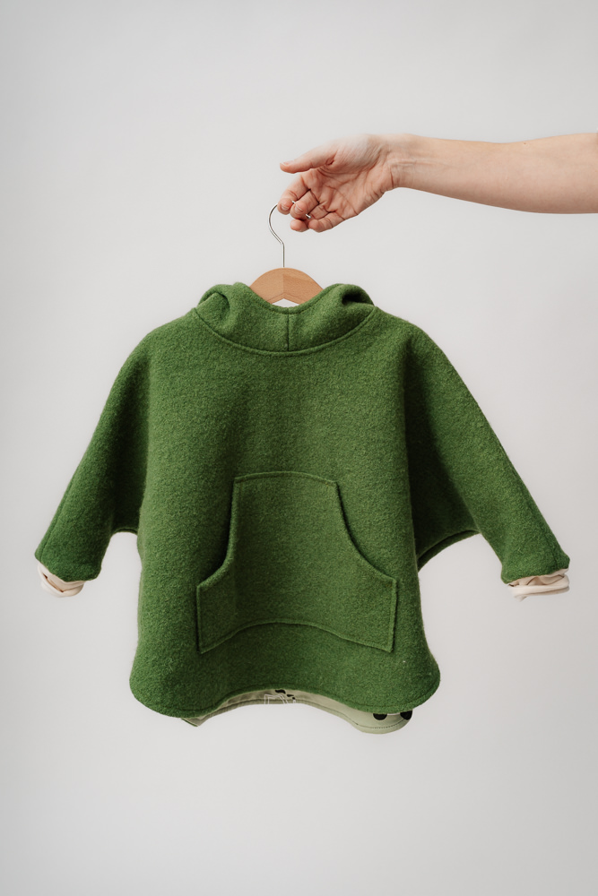 VLT08828 Poncho din lână, olive green