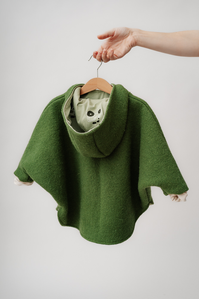 VLT08829 Poncho din lână, olive green