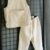Compleu - vestă și pantaloni cu buzunare - din in prespălat, natur