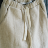 Compleu - vestă și pantaloni cu buzunare - din in prespălat, natur