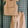 Compleu - vestă și pantaloni - din bumbac prespălat, cacao