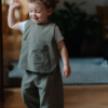 Compleu - vestă și pantaloni - din bumbac prespălat, khaki