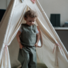 VLT09437 Compleu - vestă și pantaloni - din bumbac prespălat, khaki