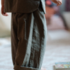 VLT09445 Compleu - vestă și pantaloni - din bumbac prespălat, khaki